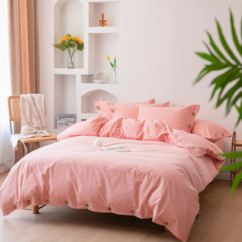 3-Piece 100% Cotton Bedding Set – Duvet Cover & Pillowcase Set for Queen & King Beds