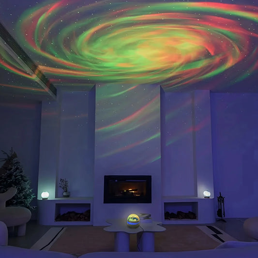 Aurora Projection LED Stage Light – USB Starry Sky Projector with Remote Control & 7-Color Effects for Christmas Parties & Events