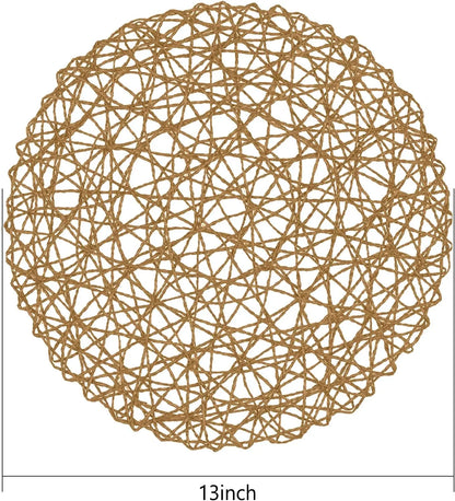 12–48PCS 15-Inch Round Paper Braided Placemats – Boho Woven Table Mats for Dining Table, Wedding, Party & Home Decor
