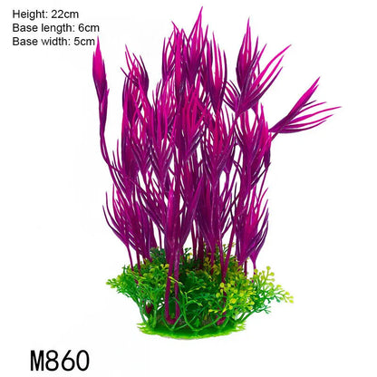 Artificial Underwater Aquarium Plants – Plastic Aquatic Fake Shrubs & Green Water Grass for Fish Tank Landscaping, Realistic Simulated Decor