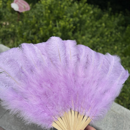 Abanico Grande de Plumas de Avestruz Blancas – Elegante Abanico para Baile y Actuaciones Escénicas (100 cm / 130 cm)