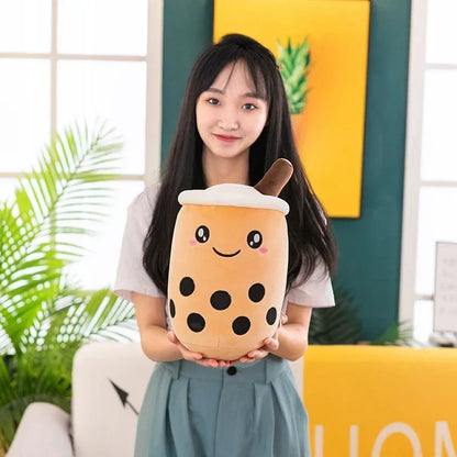 Giant Bubble Tea Plush Pillow – 22–70cm Squishy Milk Tea Boba Stuffed Toy Fruit Drink Bottle Decor Gift