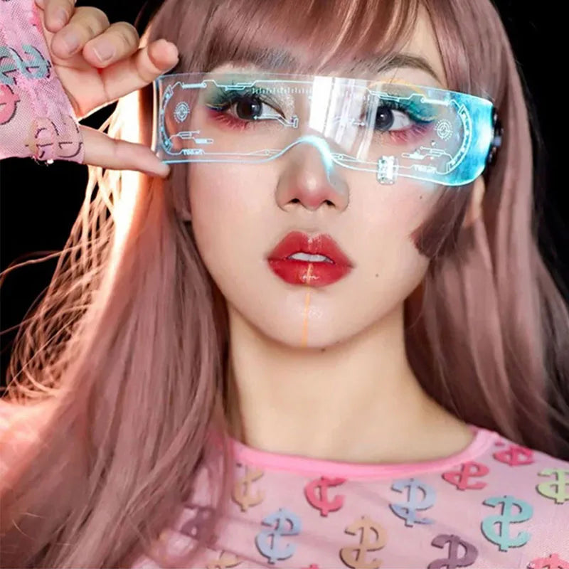 LED Luminous Party Glasses – Futuristic Rainbow Space & Robot Rave Goggles with Star Lights for Concerts, DJ Events, Masquerade & Y2K Parties