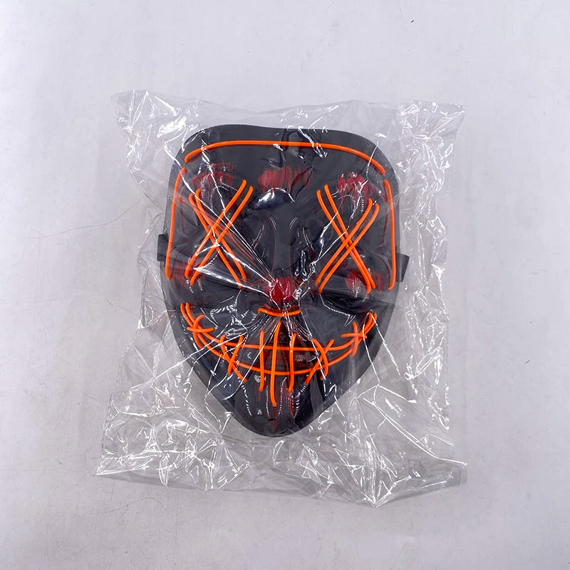 Masque LED sans fil Purge – Masque néon lumineux pour Halloween, fêtes et festivals