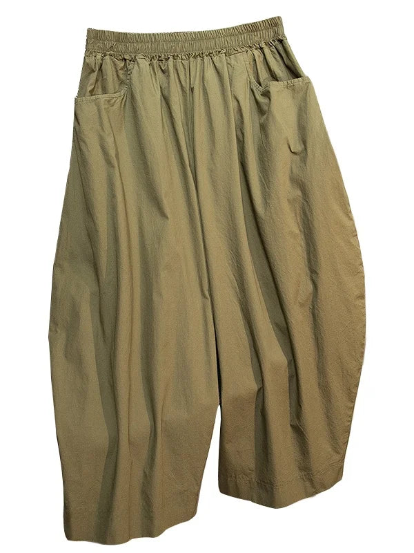 Pantalones sueltos de pierna ancha de talle alto cómodos e informales para mujer de talla grande, estilo retro japonés, pantalones de farol