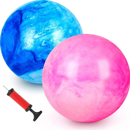 2/4PCS Bouncing Ball with Pump – 8.7 inch Marbleized Rubber Inflatable Bouncy Kick Ball, Summer Outdoor Game Toy for Kids