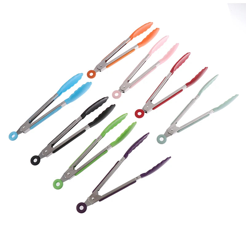 Silicone BBQ Grilling Tongs – Non-Stick Stainless Steel Kitchen Cooking, Salad & Serving Tongs