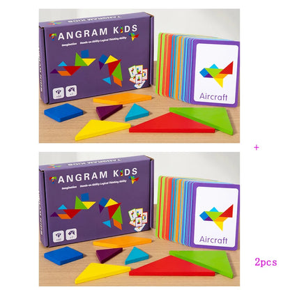 Rompecabezas de Tangram Montessori de Madera - Juego Educativo de Bloques de Construcción Preescolar, Rompecabezas Creativo de Lógica para Niños, Desarrollo Cerebral y Regalo Festivo