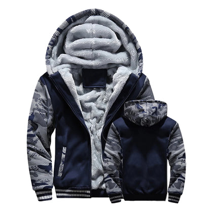 Men’s Thick Fleece Winter Jacket – Warm Zip-Up Hooded Coat, Long-Sleeve Casual Sportswear & Outdoor Outerwear