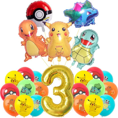 Pokémon Theme Birthday Party Decorations – Cartoon Pokémon Go Tableware Set (Cups, Plates & Pikachu Balloons) for Baby Shower & Party Favors