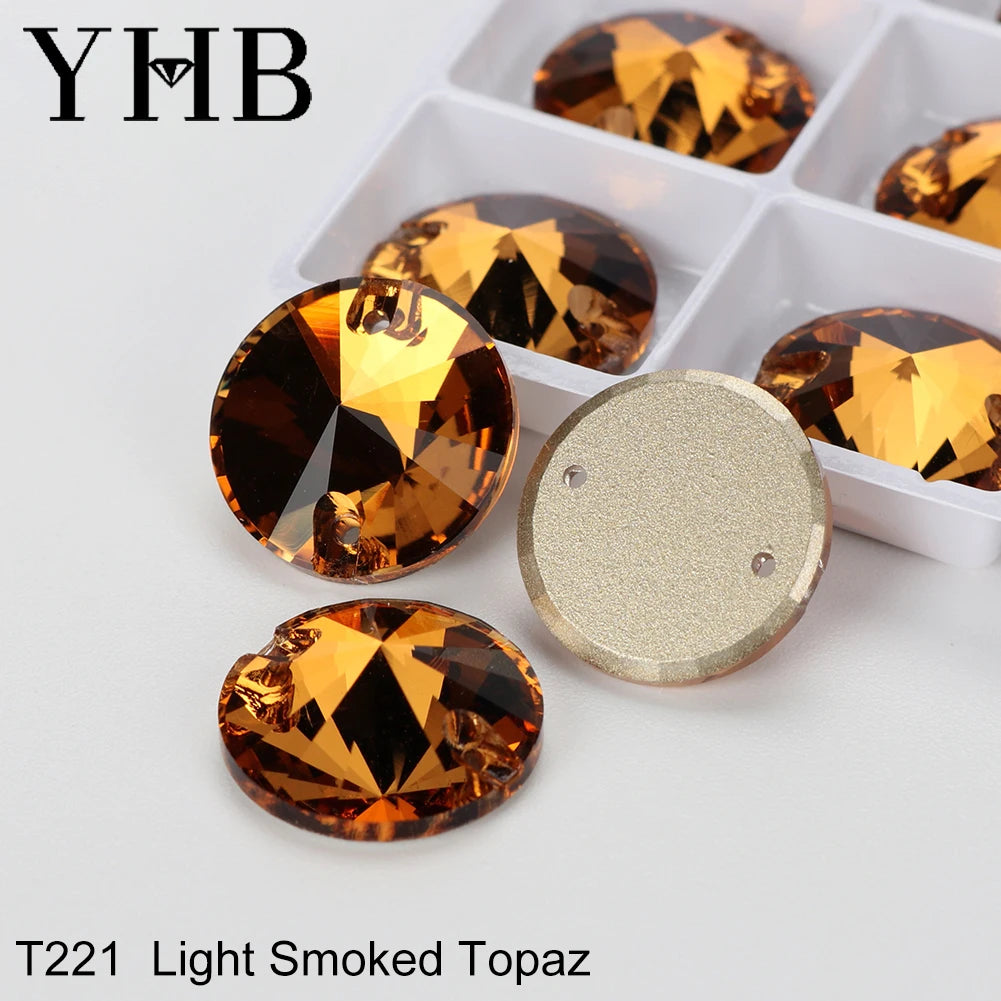 Strass à coudre YHB Crystal Rivoli – Pierres à coudre plates en verre pour vêtements, sacs et artisanat de bricolage