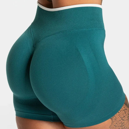 Women’s Seamless Color Block Yoga Shorts High Waist Butt Lifting Gym Workout Running Shorts