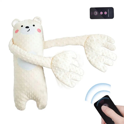 Ours en peluche apaisant pour bébé, avec télécommande – Jouet de confort électrique en forme de dessin animé avec musique, bruit blanc et oreiller doux pour nouveau-nés