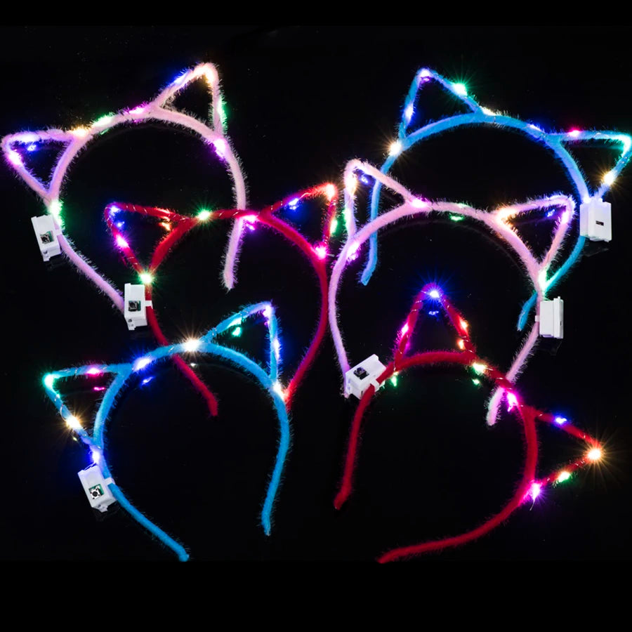 Serre-tête lumineux LED Oreilles de Chat & Lapin – Bandeau lumineux pour Anniversaires, Festivals & Mariages