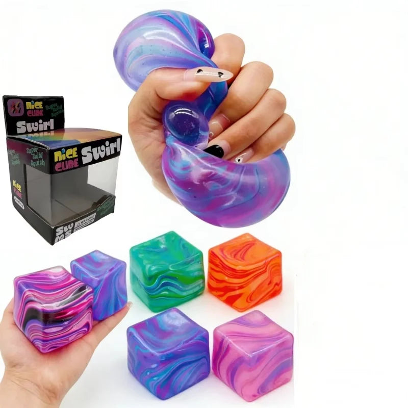 Needoh Soft Glutinous Sensory Stress-Relief Toy Cube – Gel Filled Stretchable Soft Ice Cube, Slow Rebound Fidget Toy (Blind Box Style)