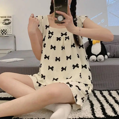 Women's Summer Pajama Set – 2-Piece Short Sleeve Top & Pants, Soft Lightweight Sleepwear and Comfortable Loungewear