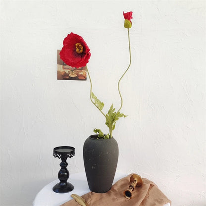 105cm Artificial Poppy Flowers – Large Realistic Faux Floral Stem for Wedding Decor, Vase Arrangements, Home Decoration, Photo Props & Window Displays