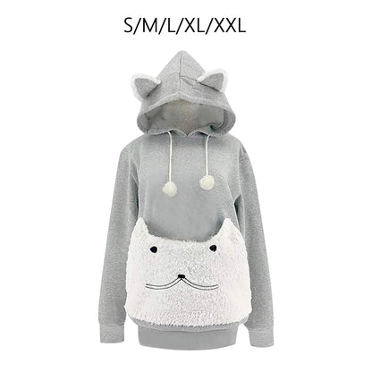 Pet Hoodie Sweatshirt with Large Front Pouch – Cozy Polar Fleece Pullover for Carrying Small Dogs & Cats, Loose Fit Puppy & Kitten Clothing