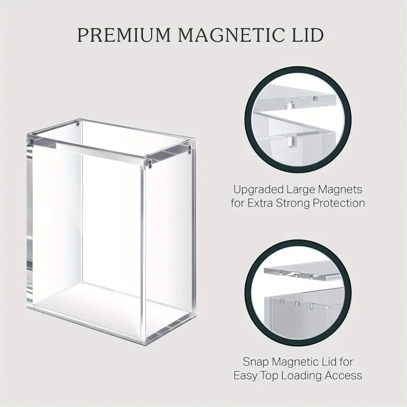 Acrylic Trading Card Storage Box – Magnetic Closure Stackable Case for Booster & Elite Trainer TCG Cards (1–2 Pack)