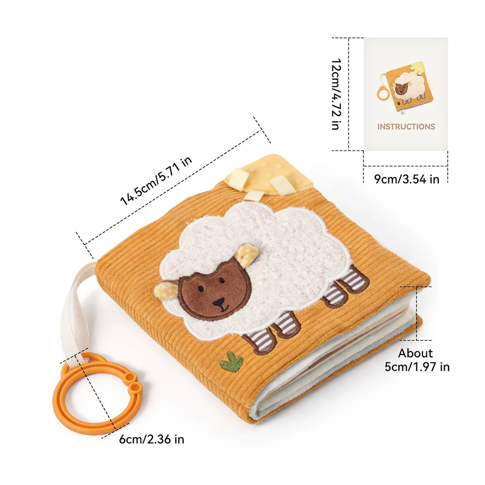 Soft Baby Tissue Box Cloth Book – Plush Sensory Security Blanket Cube with Crinkle Sounds & Mirror, Fine Motor Activity Toy, 9 Styles