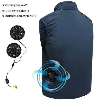 Men's USB Cooling Vest – Rechargeable Fan Jacket for Outdoor Work, Sports, Hiking & Summer Heat Protection
