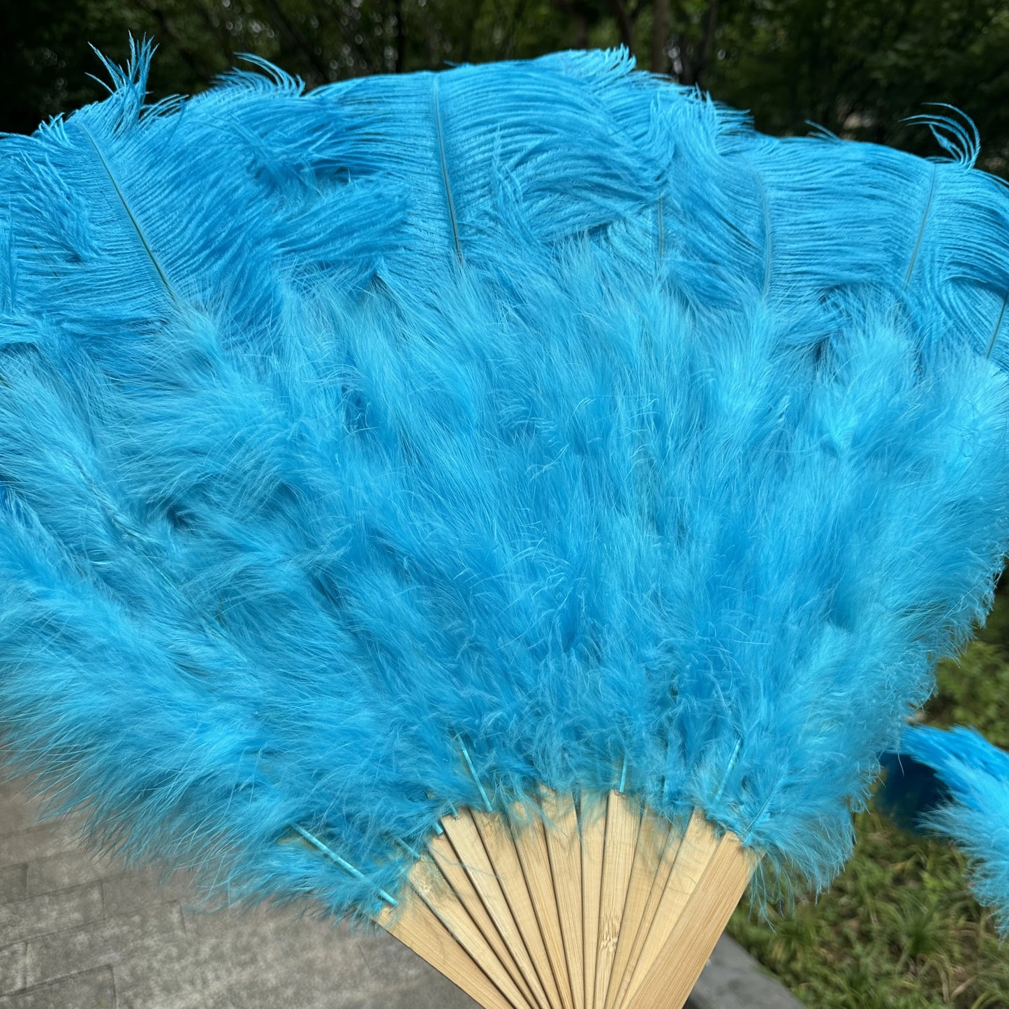 Abanico Grande de Plumas de Avestruz Blancas – Elegante Abanico para Baile y Actuaciones Escénicas (100 cm / 130 cm)