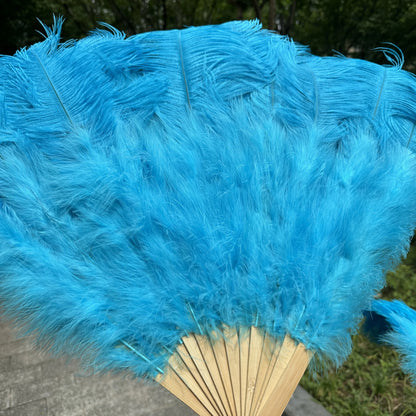 Abanico Grande de Plumas de Avestruz Blancas – Elegante Abanico para Baile y Actuaciones Escénicas (100 cm / 130 cm)
