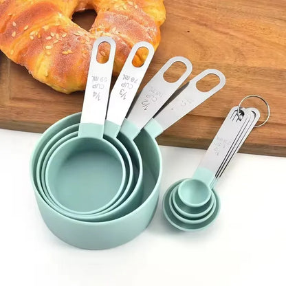 8PCS Stainless Steel Measuring Cups & Spoons Set – Precise Baking & Cooking Measuring Tools for Cake, Pastry & Kitchen Food Preparation