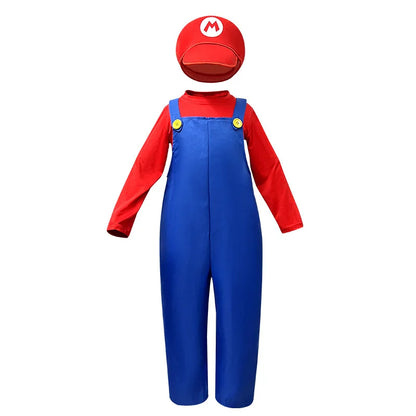 Plumber Cosplay Costume Bodysuit – Children’s Overalls Outfit for Boys & Girls Stage Performance, Anime Roleplay & Funny Party Wear