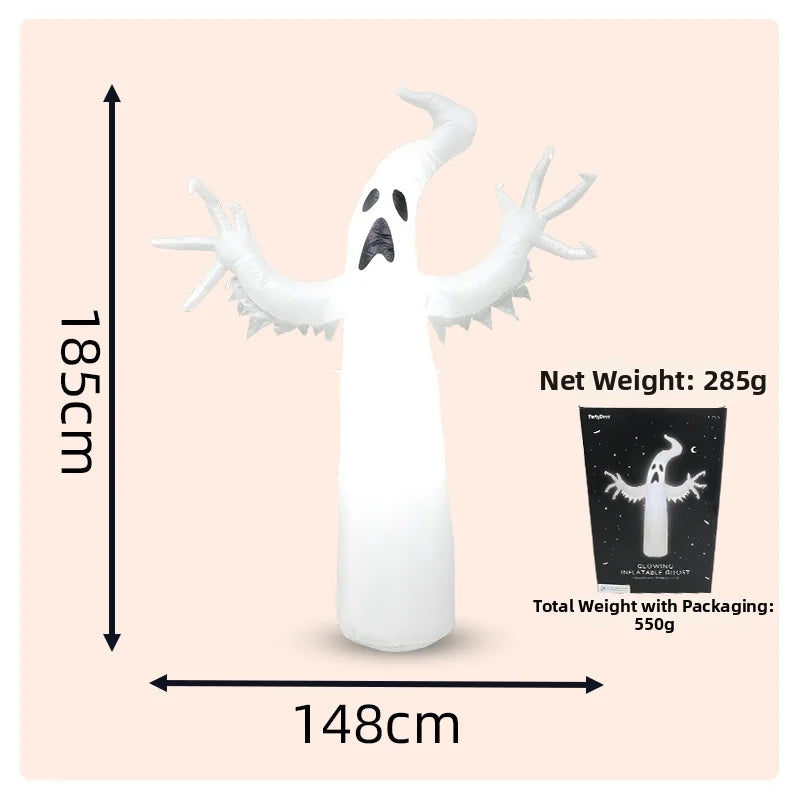Large Inflatable Halloween Ghost Decoration – Standing PVC Ghost Yard Prop for Outdoor Lawn, Garden, Halloween Parties & Spooky Displays
