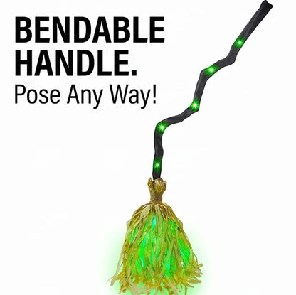1PC Animated Witch Broom – Moving Broomstick with Light & Sound Effects for Halloween Haunted House, Party & Indoor Decor