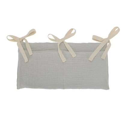 Organizador Colgante para Cuna de Bebé – Cesta de Almacenamiento para Mesita de Noche con 2 Bolsillos para Pañales, Juguetes, Ropa y Artículos Esenciales para Bebés