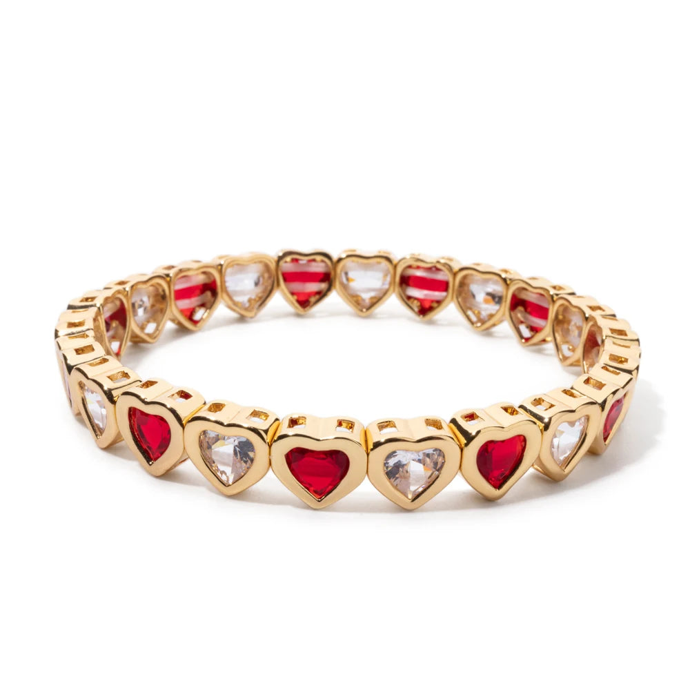 Brazalete de puño elástico para mujer 2024 Gold Love con diamantes de imitación color melocotón, joyería de moda