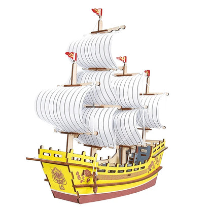 Maqueta 3D de Barco de Vela de Madera – Kit de Montaje de Barco de Madera DIY, Juguete Educativo de Construcción, Proyecto de Manualidades Creativo y Regalo de Fiesta para Niños
