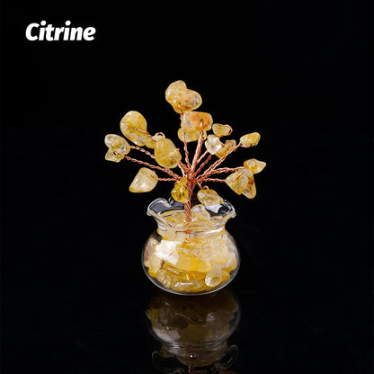Arbre à vœux en cristal naturel – Arbre à vœux bonsaï en cristal Feng Shui de guérison Reiki pour la décoration de la maison, du bureau et de la table
