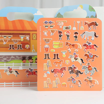 Libro de pegatinas DIY para niños – Libro de actividades de pegatinas de escenas de burbujas reutilizables, juguete portátil y silencioso, manualidades creativas de aprendizaje de pegatinas de gelatina para niños