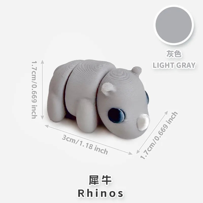 10/50 unidades de figuras de mini animales impresas en 3D – Modelos de simulación de dibujos animados móviles, juguetes coleccionables bonitos, decoración de escritorio y set de regalo de cumpleaños