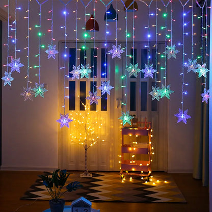 Guirlande lumineuse LED en forme de flocon de neige de 3,2 m – Guirlande lumineuse étanche pour Noël, mariages et décorations de vacances