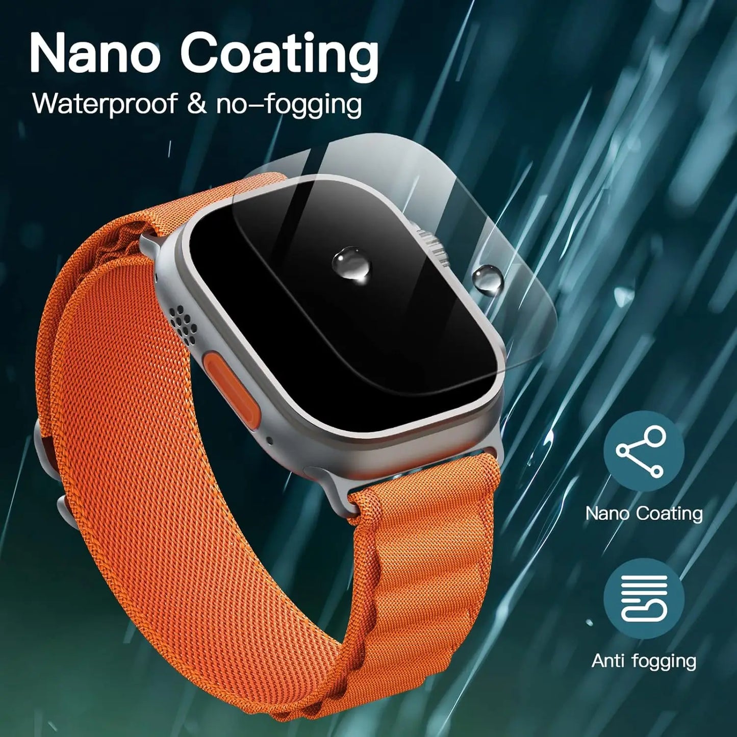 Protector de pantalla de cristal templado para Apple Watch Ultra 49 mm (Ultra 1/2/3) – Película protectora HD resistente a los arañazos con herramienta de instalación de alineación