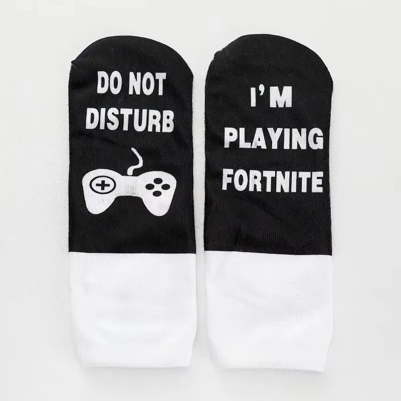 Funny Harajuku Word Print Socks – Unisex Cotton Crew Socks for Men & Women, Hip Hop Streetwear Skateboard Style