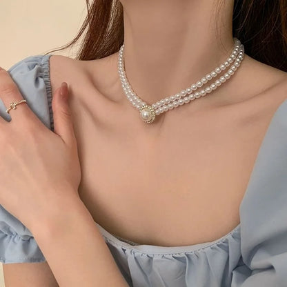 Nuevo collar gargantilla de perlas barrocas para mujer, lujoso, para bodas, fiestas, collar de cuentas de tres capas, torques, regalo de joyería de moda para damas