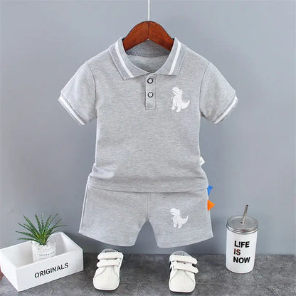 Conjunto de camiseta y pantalón corto de dinosaurios para bebé, ropa casual de verano de 2 piezas (0-5 años)