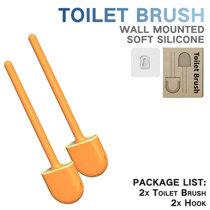 Juego de escobillas de inodoro de silicona – Limpiador de inodoro montado en la pared, kit moderno de cepillo de limpieza para WC, cepillo de silicona flexible con soporte de almacenamiento para baño y accesorios
