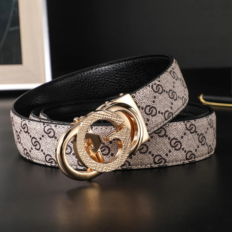 Men's Luxury-Style Canvas & Leather Belt – Automatic Buckle Designer-Style Waist Belt for Business, Jeans & Casual Everyday Wear