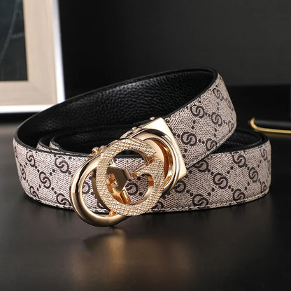 Men's Luxury-Style Canvas & Leather Belt – Automatic Buckle Designer-Style Waist Belt for Business, Jeans & Casual Everyday Wear