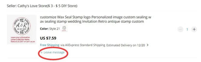 Sello de cera personalizado para bodas – Iniciales y logo personalizados, sello de metal para invitaciones | Embalaje de regalo DIY y accesorio de decoración de bodas