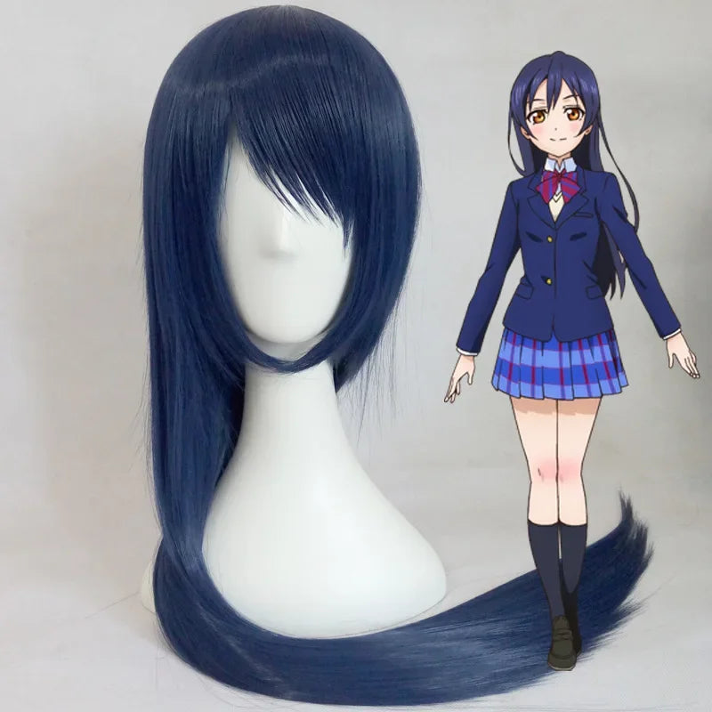 Anime Character Cosplay Wig – Black & Blue Mixed Straight Synthetic Fiber | Heat-Resistant Unisex Wig