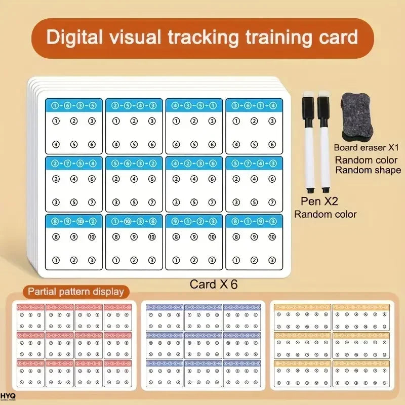 Tarjetas Reutilizables de Entrenamiento A4 para Niños – Tarjetas Didácticas de 12 Páginas con Bolígrafo Borrable, Ejercicios de Memoria Visual y Concentración, Herramienta Educativa de Práctica para Niños