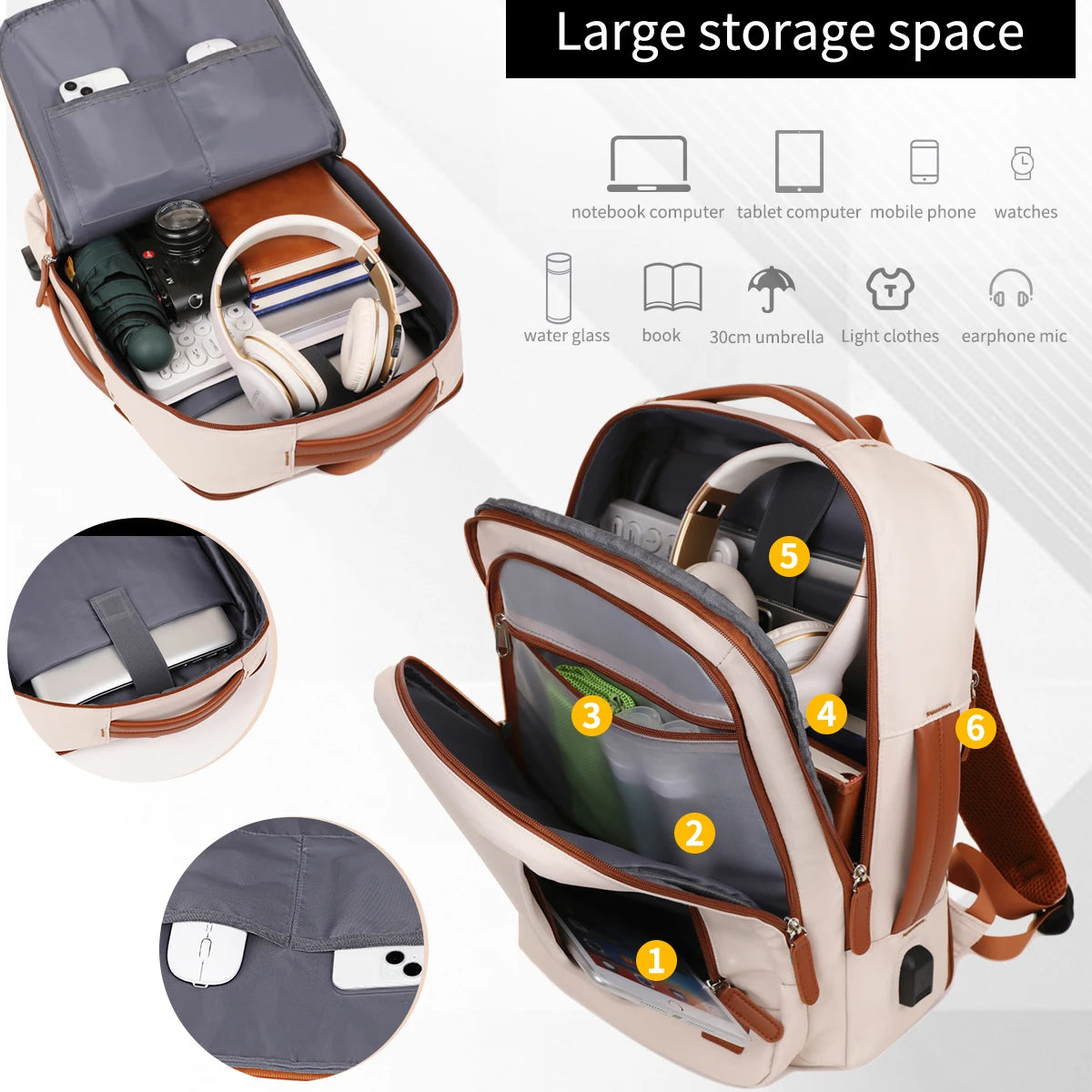 Unisex Lightweight Travel Backpack – Business Trip & Short-Distance Carry Bag with Laptop Storage, School Backpack & Multi-Purpose Organizer