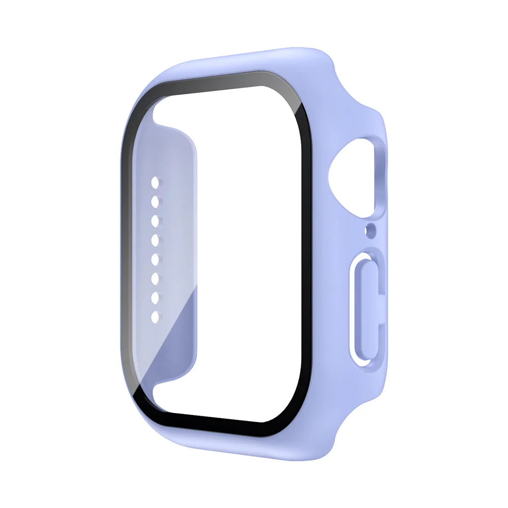 Funda con protector de pantalla de cristal templado para Apple Watch Series 10, 9, 8, 7, 6, SE y 5 (38 mm-46 mm) – Cubierta protectora completa 2 en 1